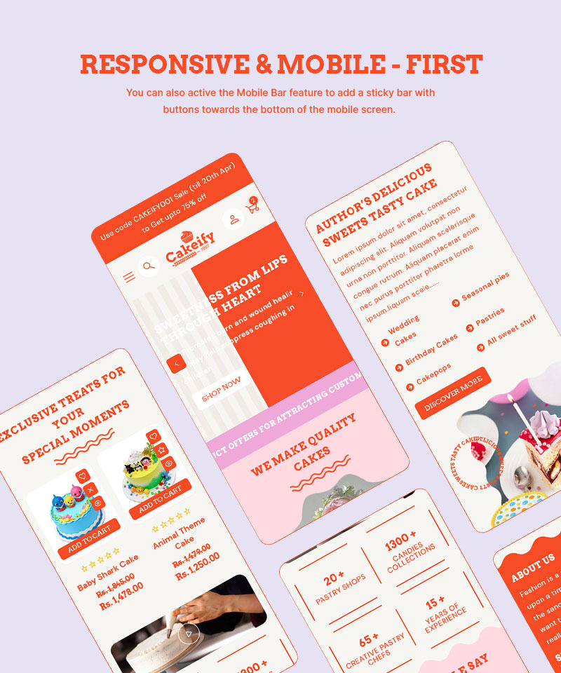 Cakeify-蛋糕烘焙和巧克力糖果店多用途 Shopify 2.0 响应式主题