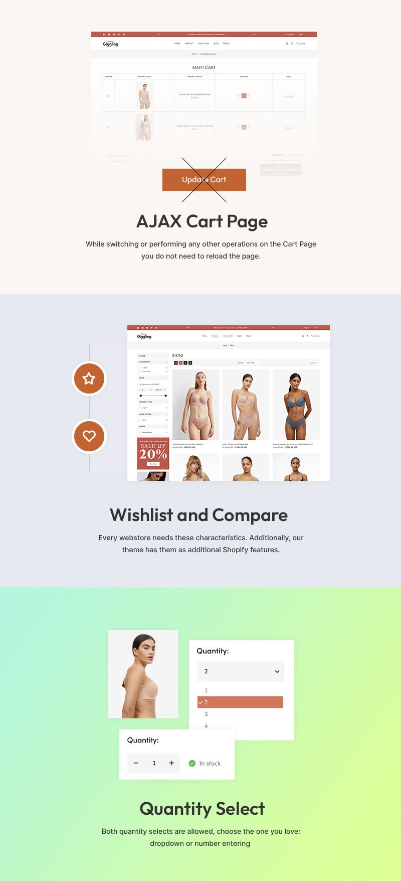 Giggling - 内衣、比基尼和内衣时尚店多用途 Shopify 2.0 响应式主题