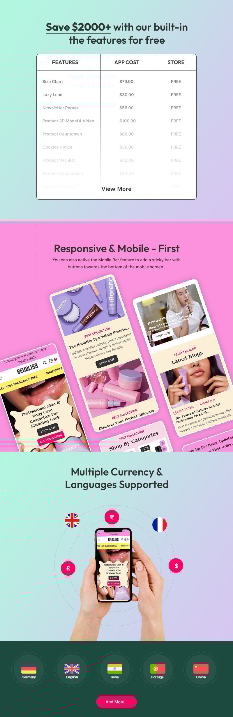 Beubliss - 美容化妆品商店多用途 Shopify 2.0 响应式主题