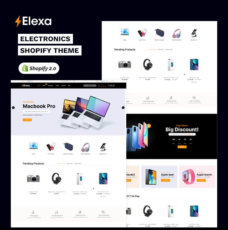 Elexa -电子数码商店高级Shopify 2.0多用途响应式主题 #383026