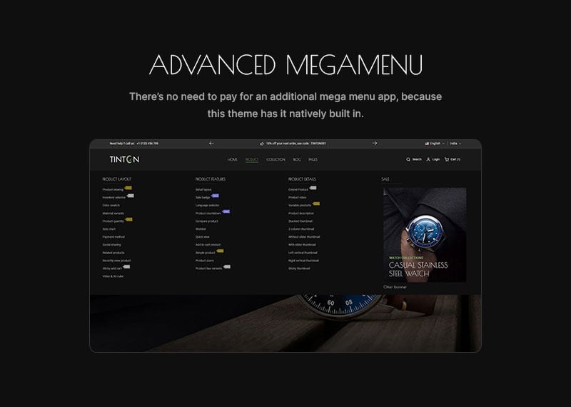 Tinton World - 高级手表和香水多用途 Shopify 2.0 响应式主题