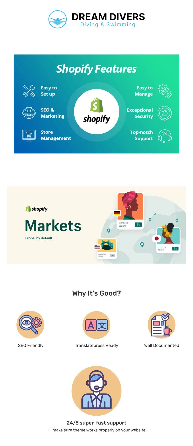 Dream Divers - 潜水和游泳多功能 Shopify 主题 #368674