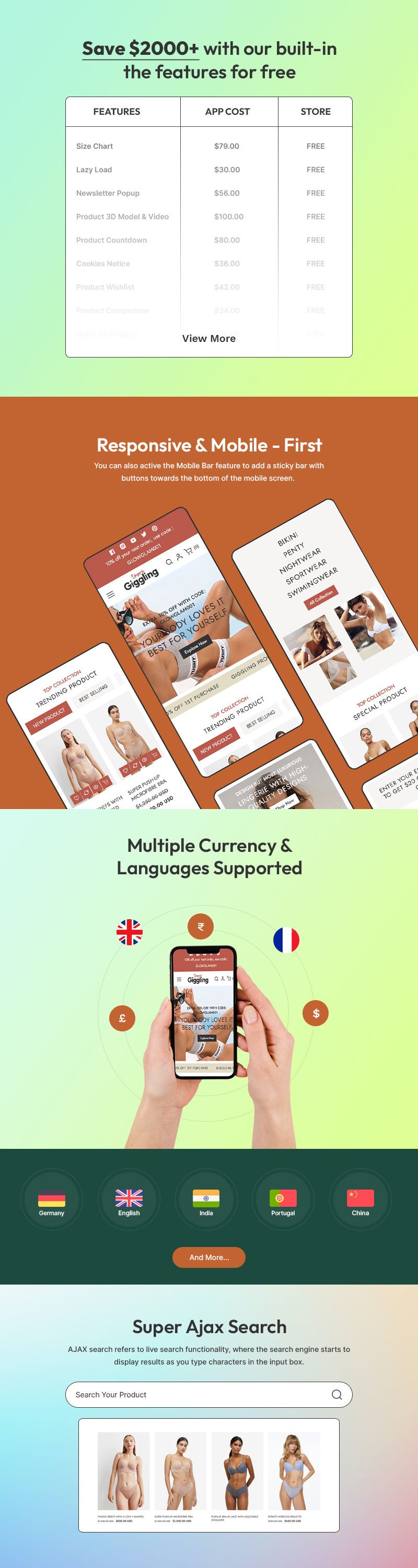 Giggling - 内衣、比基尼和内衣时尚店多用途 Shopify 2.0 响应式主题