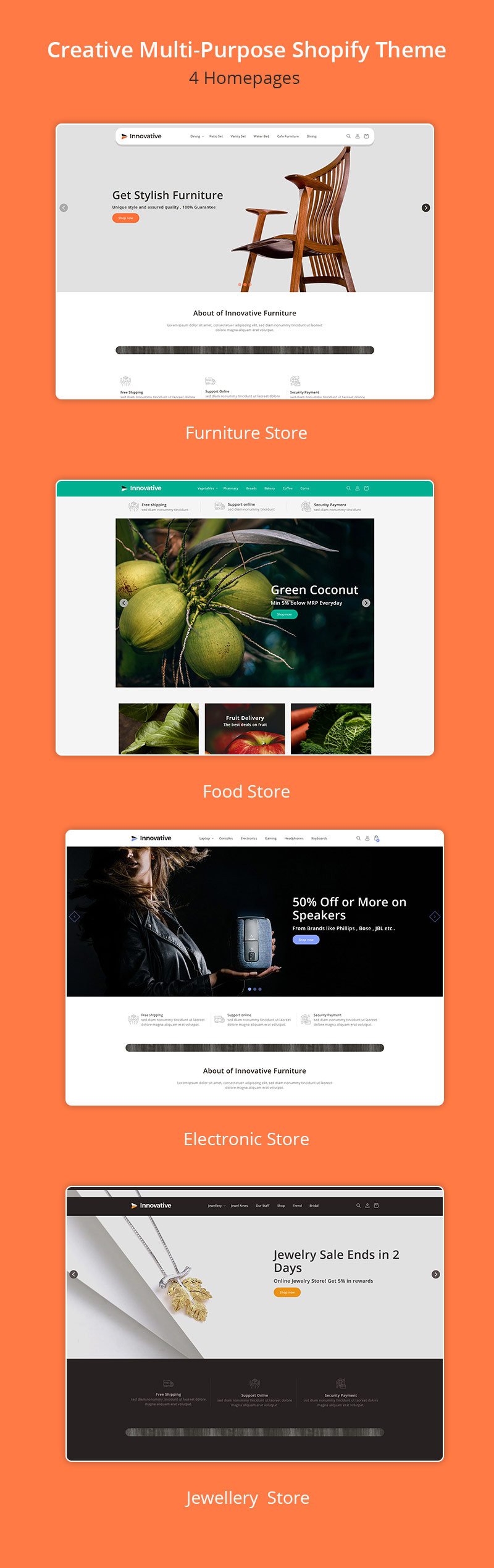 创新家具食品 - 珠宝电子产品 Shopify OS 2.0 主题 #280376