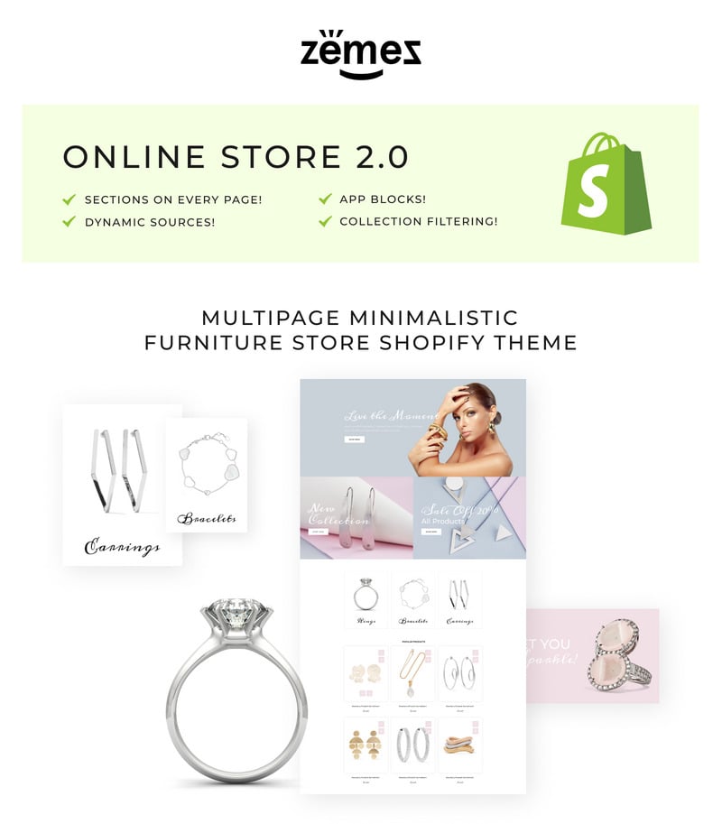 Newelise-珠宝典雅简约Shopify主题 #76258