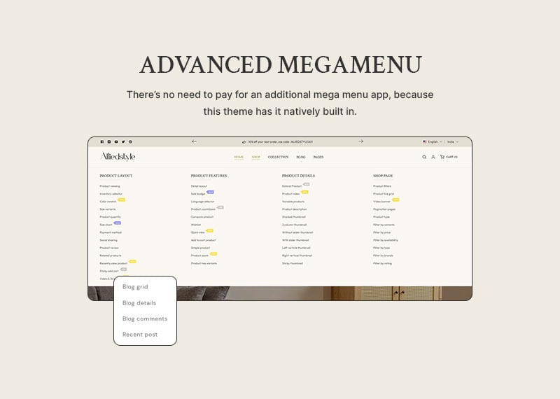 Aliiedstyle - 高级家具和家居装饰 Shopify 2.0 响应式主题