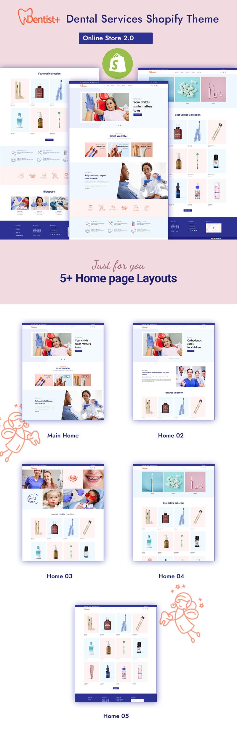 Dentist plus - 牙科护理和服务 Shopify 主题 #234859