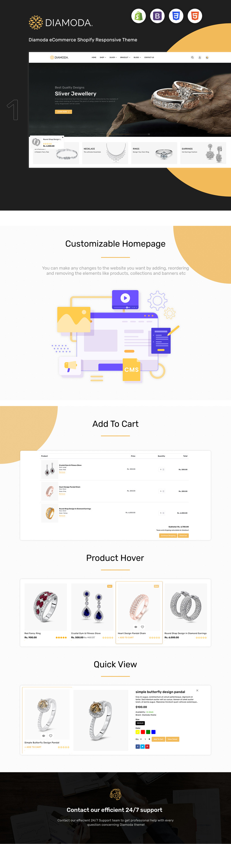 7a61521e8ed4f17680463f0d68824b19 DIAMODA - Jewellery 响应式商店 Shopify 模板