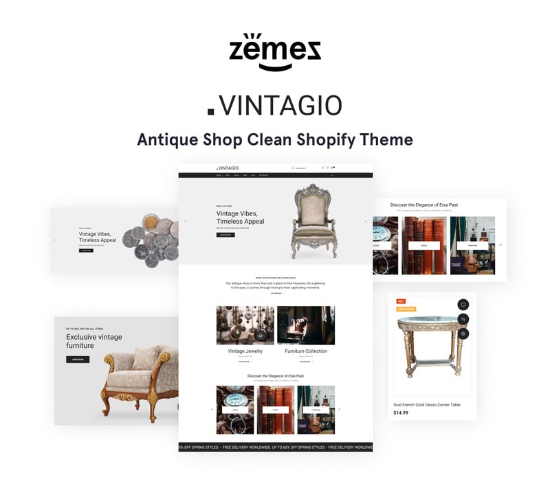 Vintagio - 古董店清洁在线商店 2.0 Shopify 主题 #79860