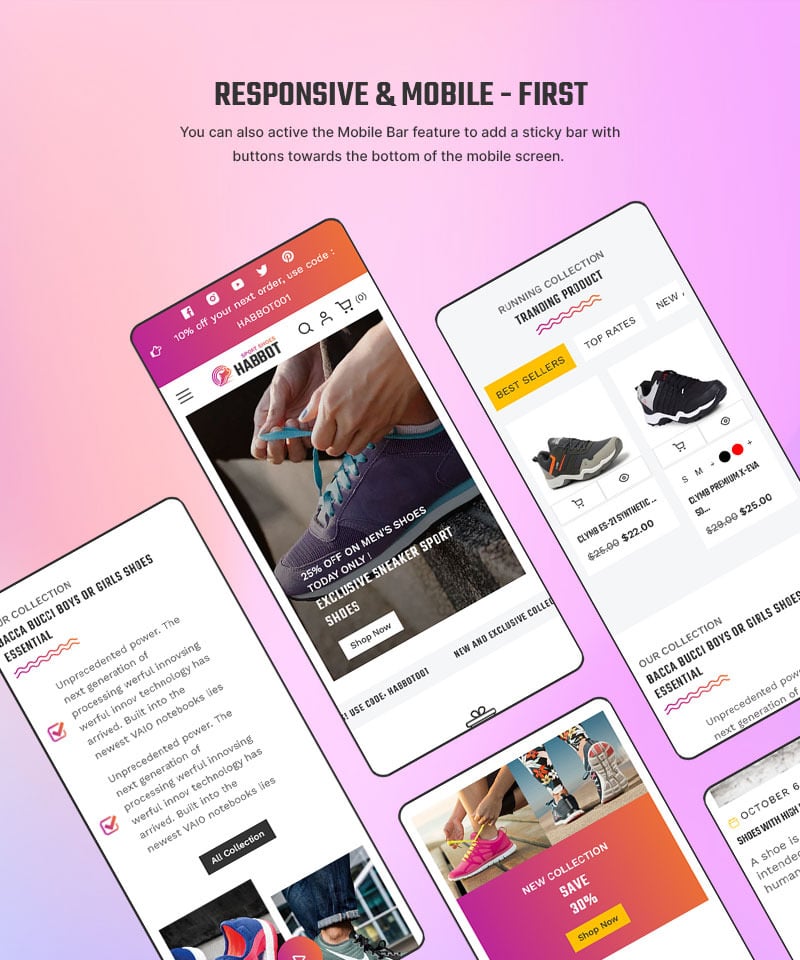 Habbot - 跑步运动和鞋类鞋店多用途 Shopify 2.0 响应式主题