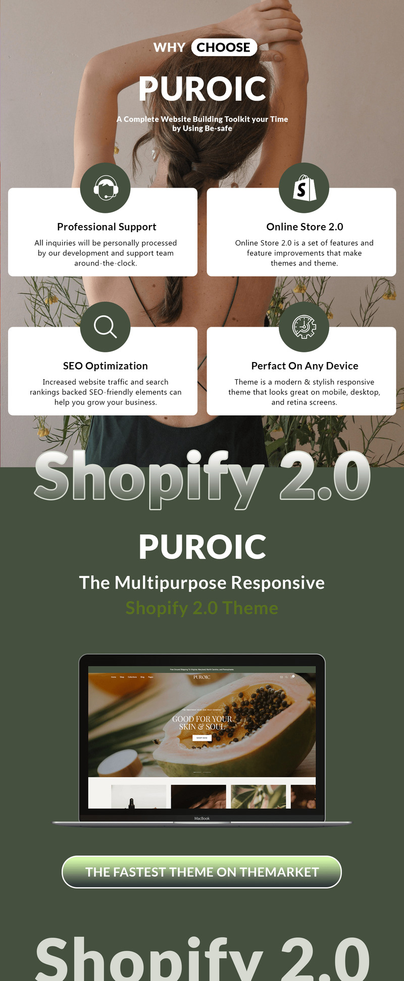 Puroic - 有机化妆品和护肤品商店 Shopify 主题 #430831
