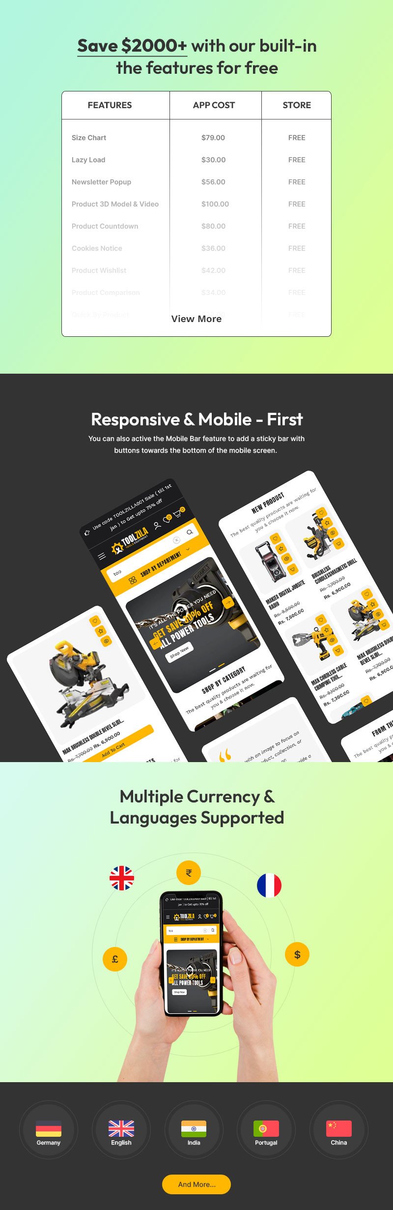 Toolzila - 车库工具和配件大型商店多用途 Shopify 2.0 响应式主题