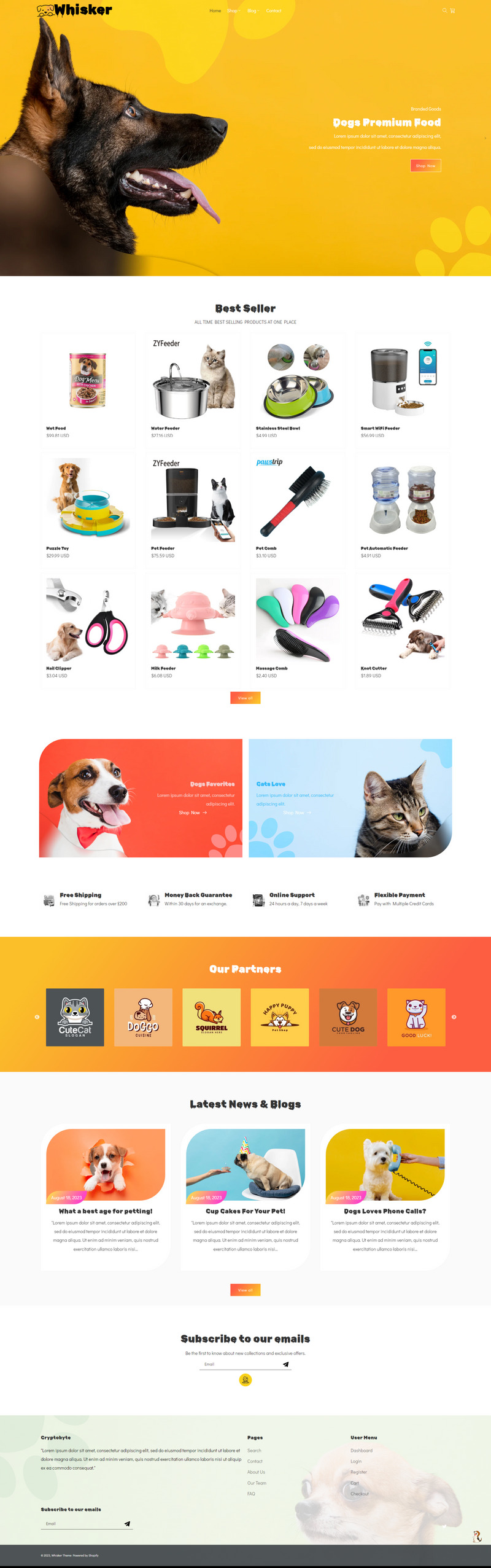 Whisker - 宠物店 Shopify 2.0 主题 #352756