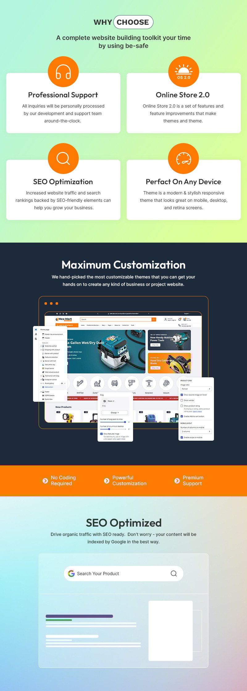 Hexmart - 建筑工具和设备商店多用途 Shopify 2.0 响应式主题