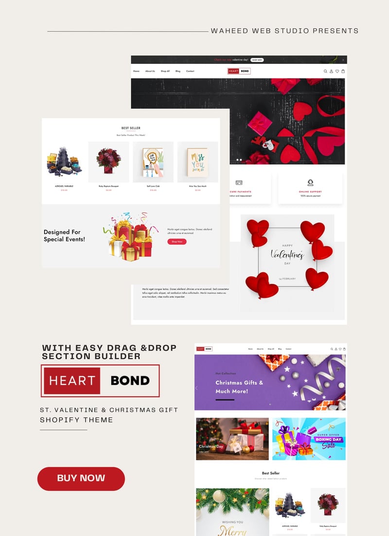 HeartBond - 情人节和圣诞礼物 Shopify 主题 #384878