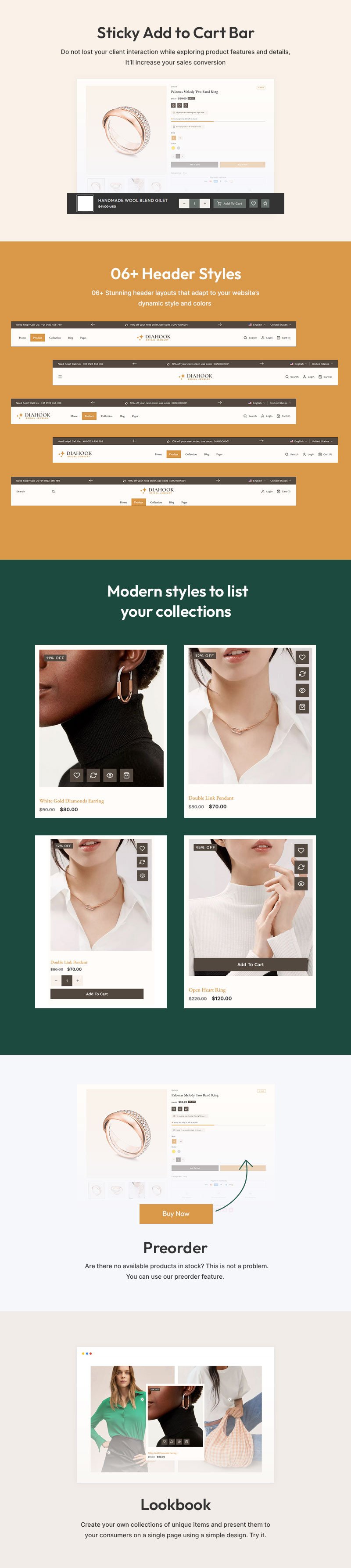 Diahook - 现代珠宝店 Shopify 2.0 响应式主题 #378438