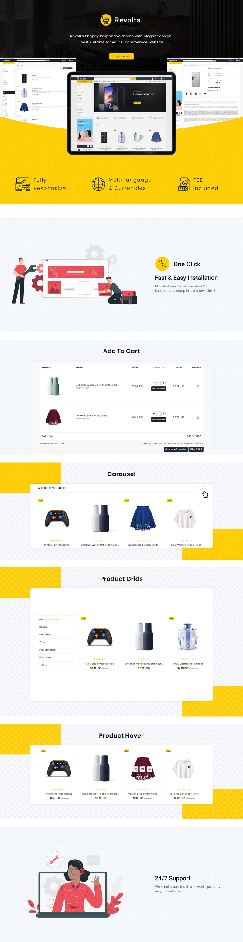 Revolta-最小的现代多店Shopify主题 #162394