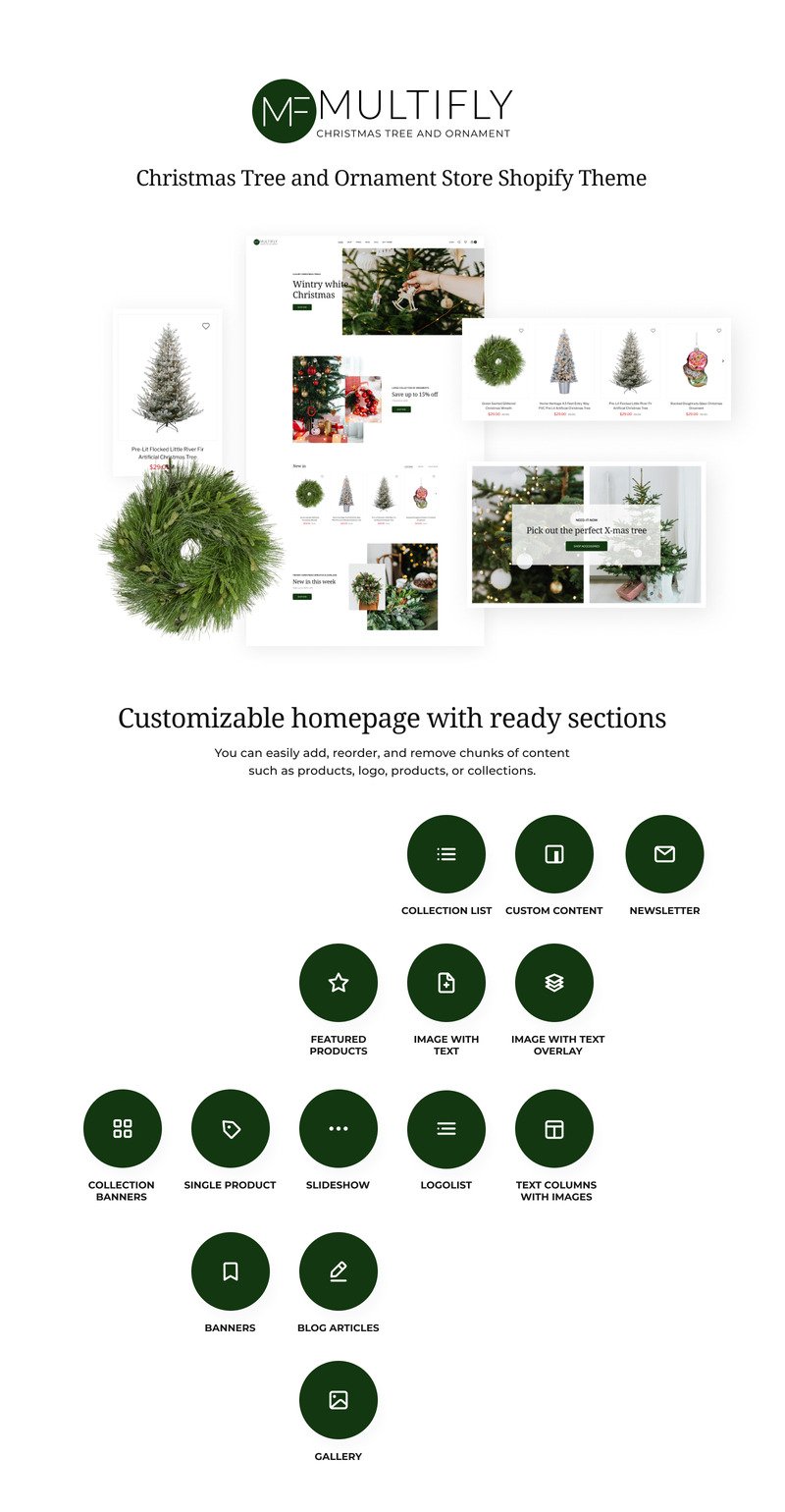 Multifly 圣诞树和装饰品商店 Shopify 主题 #220190