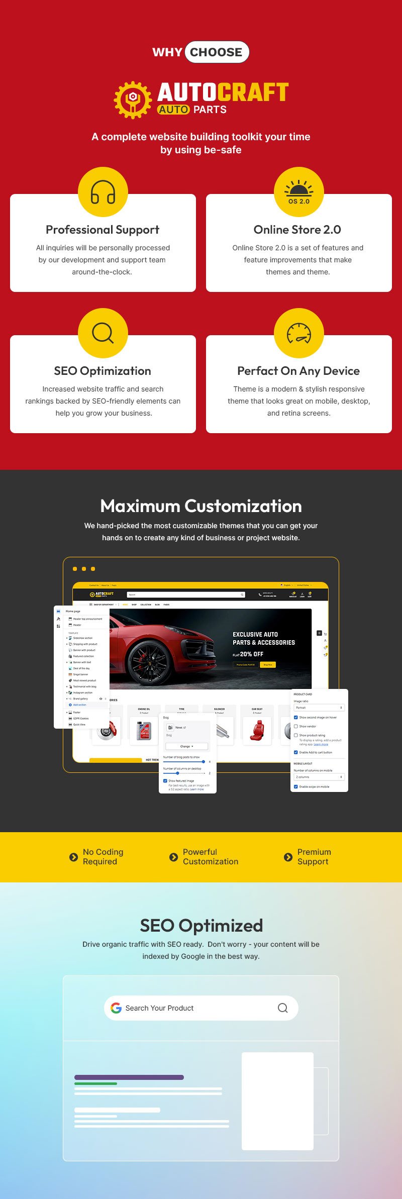 Autocraft - 汽车及零配件大型商店多用途 Shopify 2.0 响应式主题