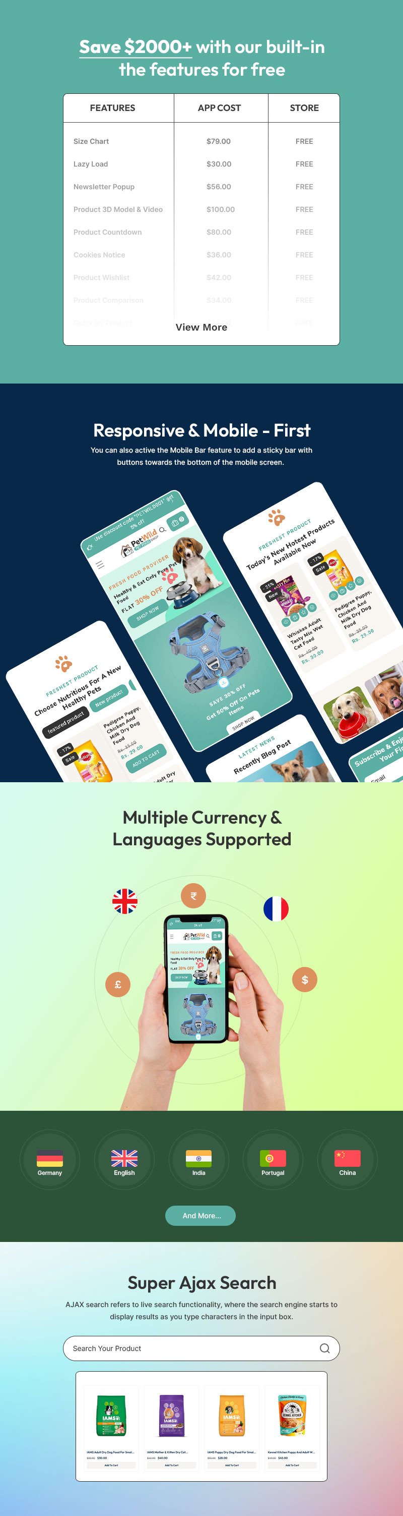 Petwild - 宠物时尚和宠物食品商店多用途 Shopify 2.0 响应式主题