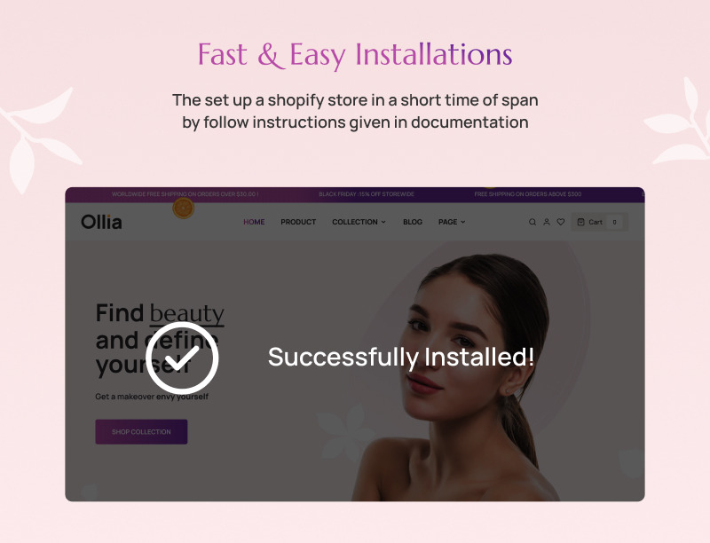 Ollia - 化妆品和美容、健康治疗 Shopify 2.0 主题 #347540