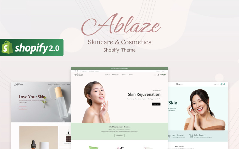 Ablaze - 护肤品和化妆品 Shopify 主题 #332137
