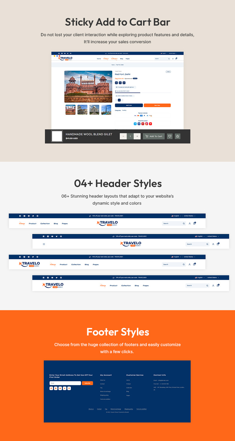 Travelo - 旅行、游览和旅游配件商店多用途 Shopify 2.0 响应式主题