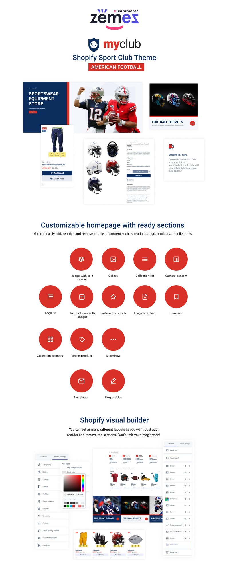 Myclub - Shopify 体育俱乐部主题，美式足球 #208766