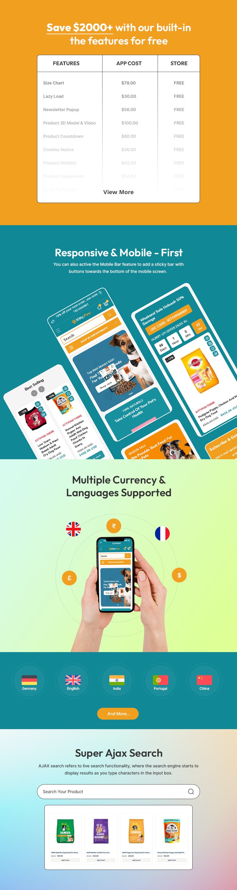 Kittypaw - 宠物食品和宠物营养品商店多用途 Shopify 2.0 响应式主题