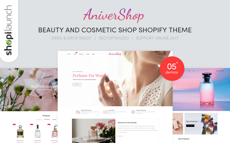 AniverShop-美容店响应式Shopify主题 #145320
