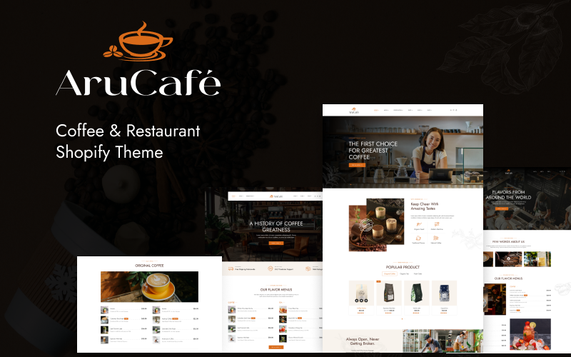 Ap Arucafe-咖啡和餐厅 Shopify 主题 #408940