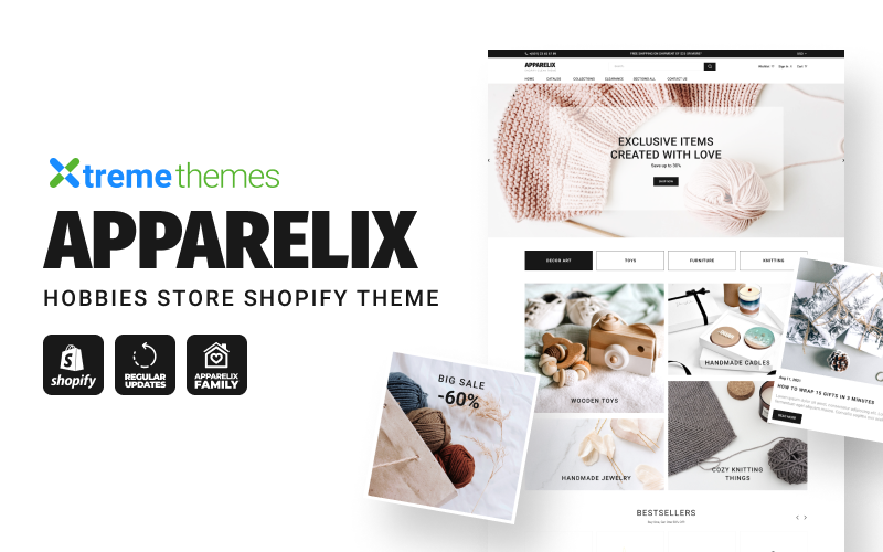 Apparelix Hobbies Store，手工工艺品 Shopify 主题
