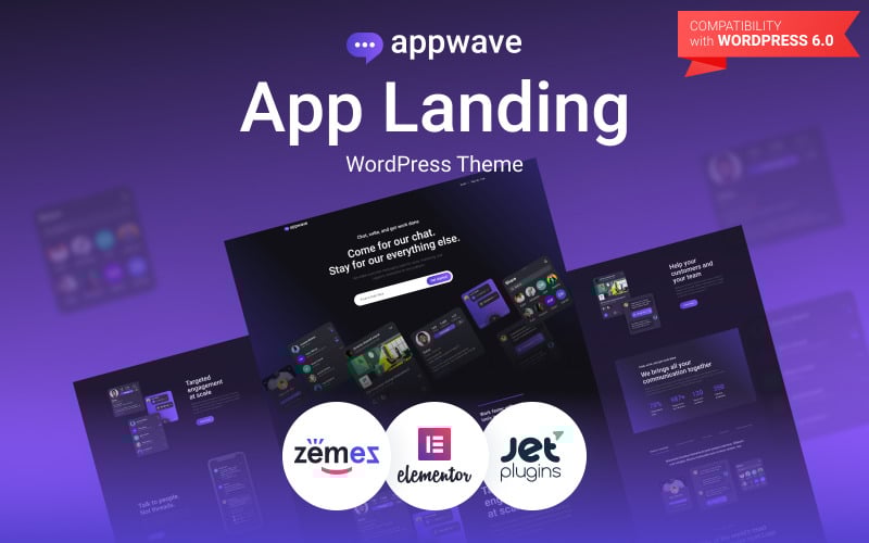 Appwave-创新时尚的App登陆页面WordPress主题 #88618