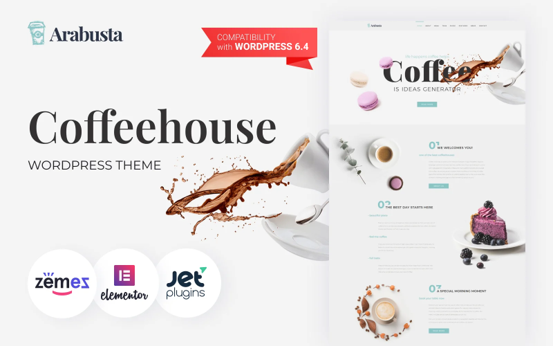 Arabusta-Coffeehouse WordPress Elementor主题