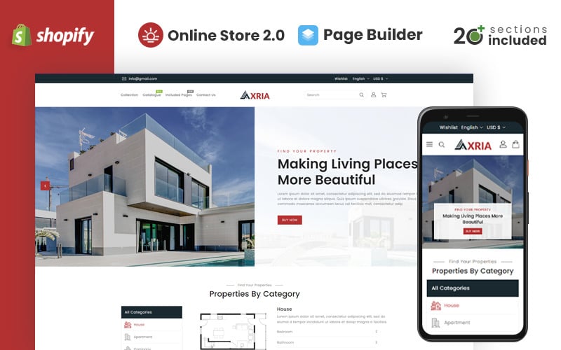 Axria - 房地产代理 Shopify 主题 #258238