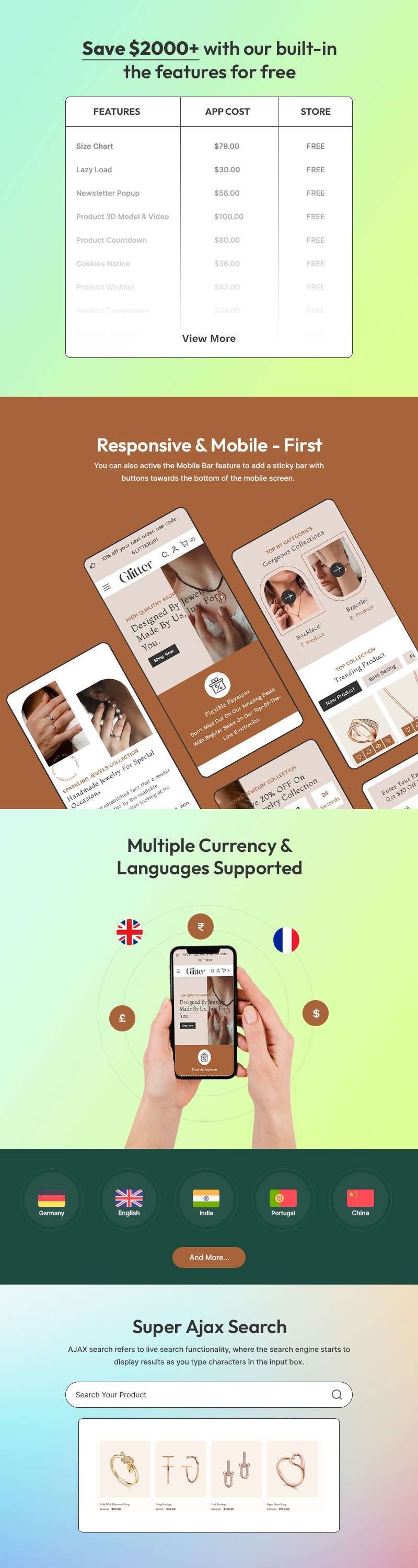 Glitter - 珠宝店 Shopify 2.0 响应式主题 #388650