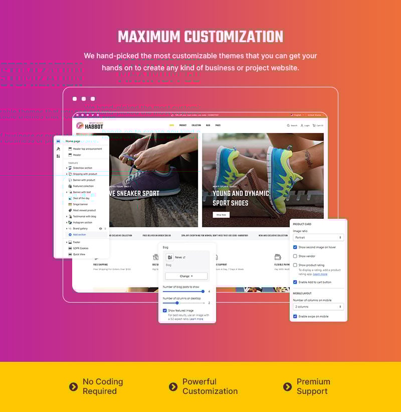 Habbot - 跑步运动和鞋类鞋店多用途 Shopify 2.0 响应式主题