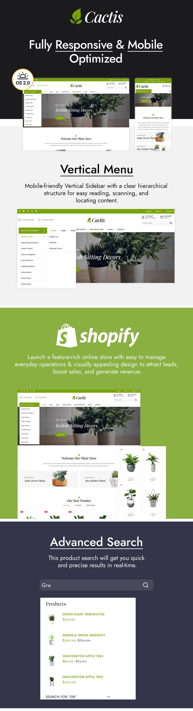 Cactis - 植物和园艺工具在线商店 Shopify 主题 #243803