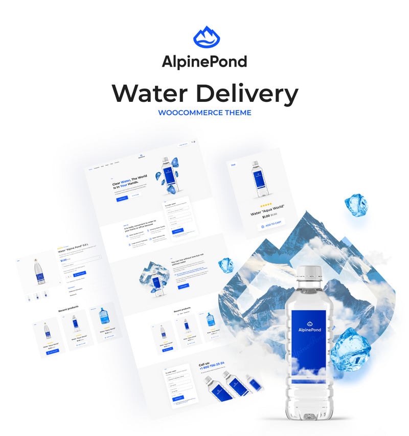 AlpinePond - WordPress 瓶装水网站模板 #220581