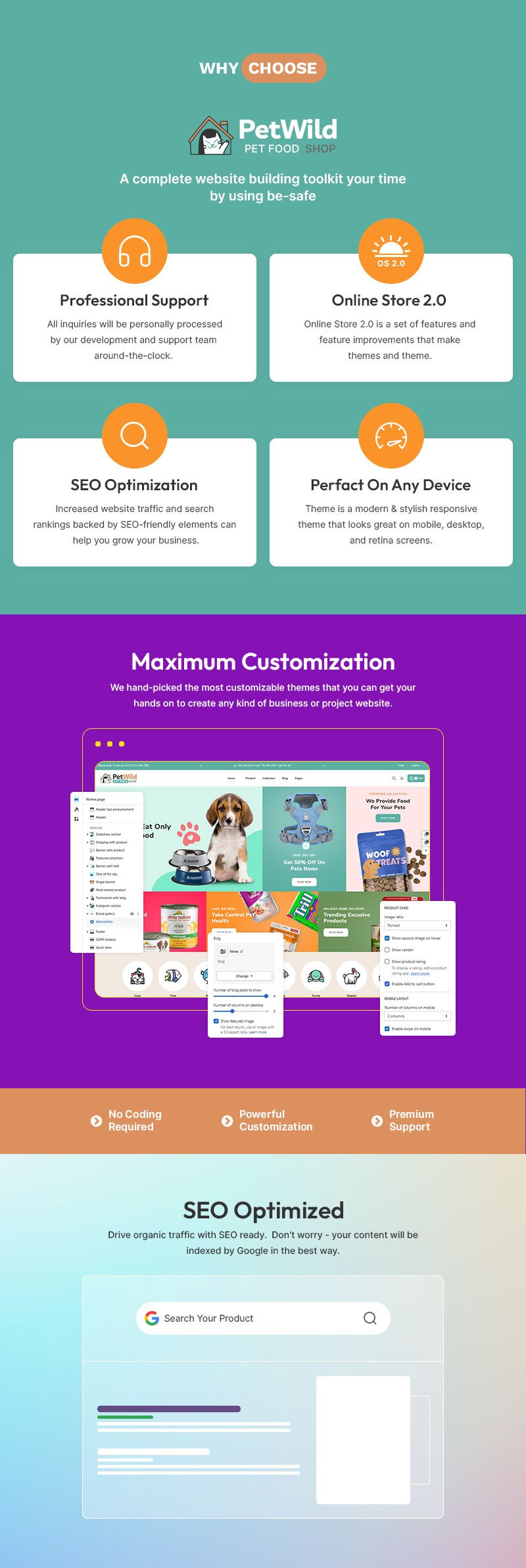 Petwild - 宠物时尚和宠物食品商店多用途 Shopify 2.0 响应式主题
