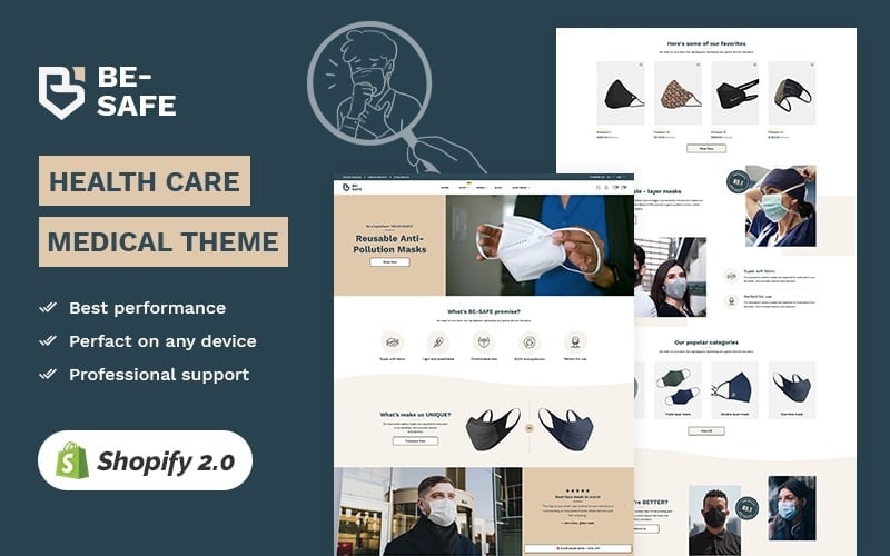 BE SAFE - Health & Medical 高级 Shopify 2.0 多用途响应式主题
