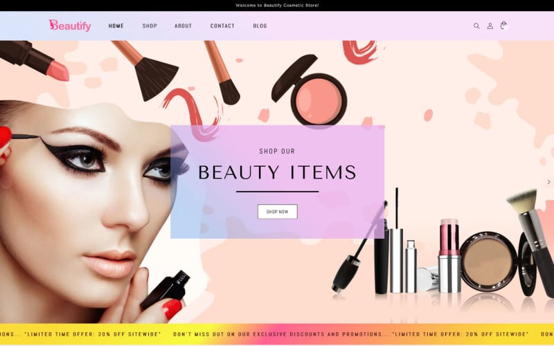 Beautify - Beauty Cosmetic Boutique skincare shopify 2.0 主题，Shopify 网站模板
