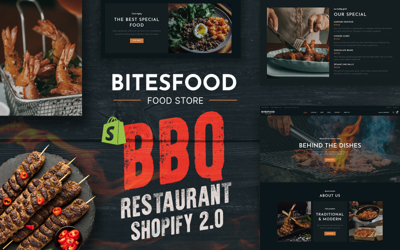 Bitesfood - 烧烤餐厅 Shopify 主题 #341075
