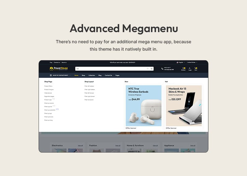 Powerhouse - 电子产品和小工具大型商店多用途 Shopify 2.0 响应式主题