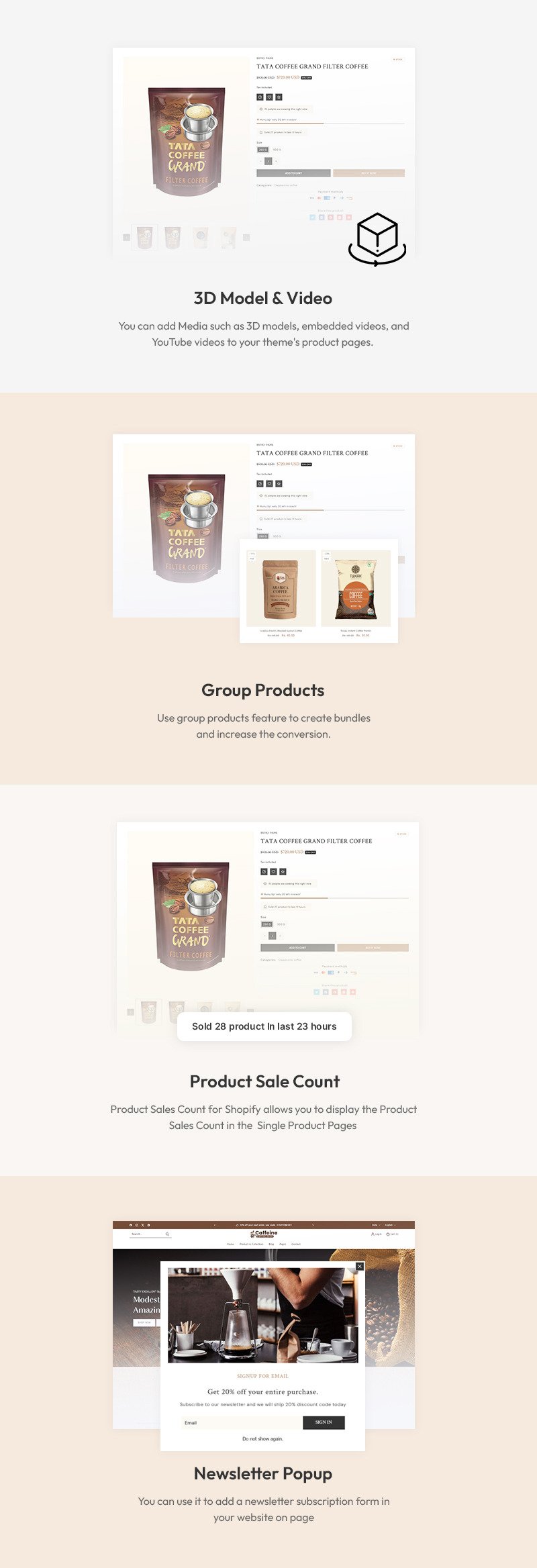 咖啡因 - 茶与咖啡咖啡厅多用途 Shopify 2.0 响应式主题 #417775