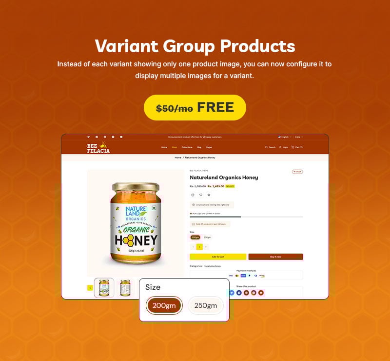 Beefelacia - 蜂蜜和有机食品商店多用途 Shopify 2.0 响应式主题