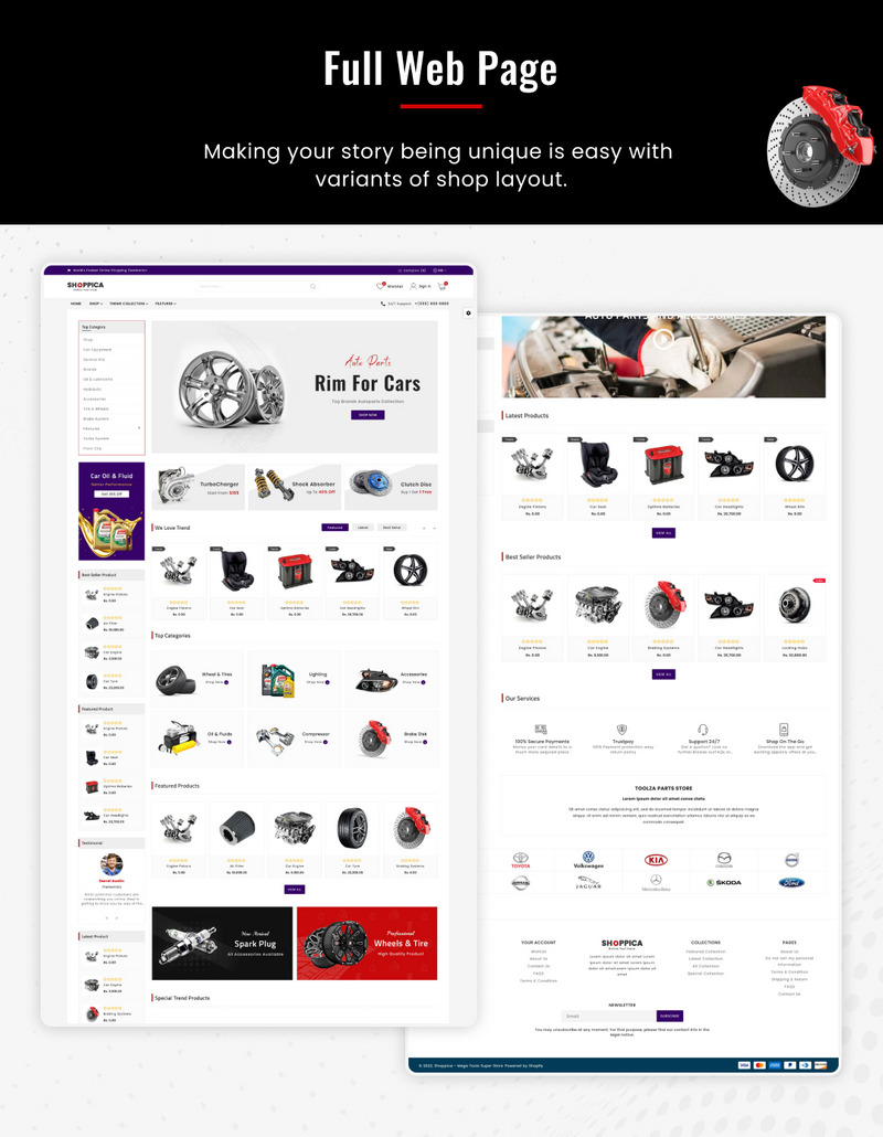 Shoppica Mega Spare–Parts Cars Shopify 2.0 高级响应主题