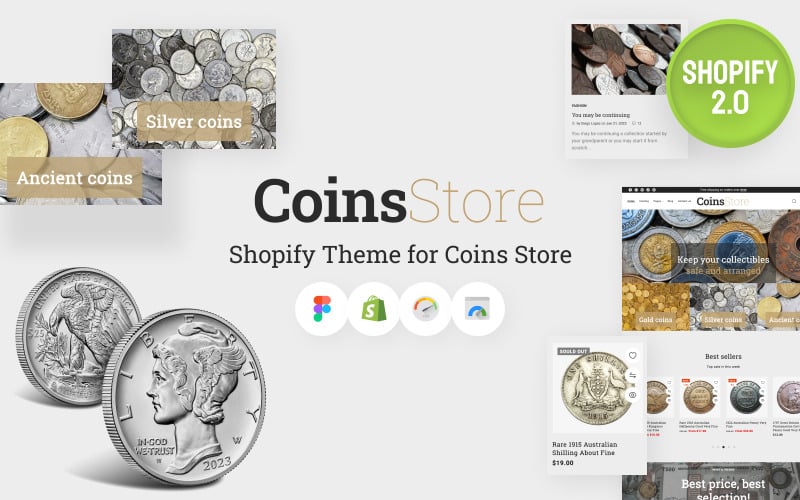 CoinsStore - 收藏硬币和用品 Shopify 2.0 主题 #61284