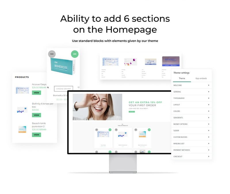隐形眼镜商店-验光师的Clean Shopify主题 #79097