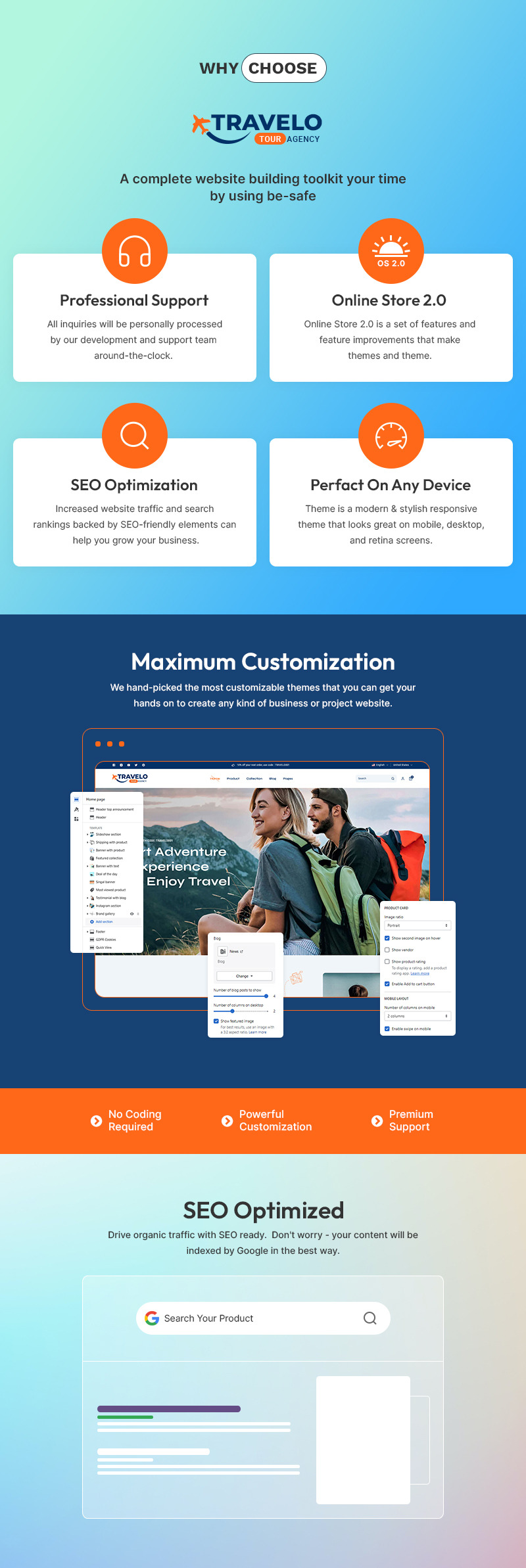 Travelo - 旅行、游览和旅游配件商店多用途 Shopify 2.0 响应式主题